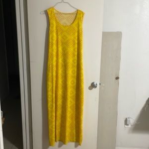 Yellow Print LuLaRoe Sleeveless Maxi Dress - XL